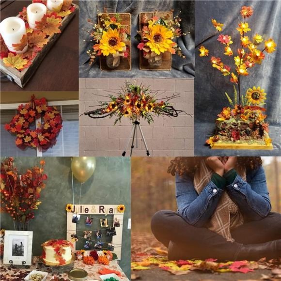 200PCS 8cm/3.1inch Assorted Color Artificial Maple Leaves Fall Leaves Weddings - Picture 5 of 7